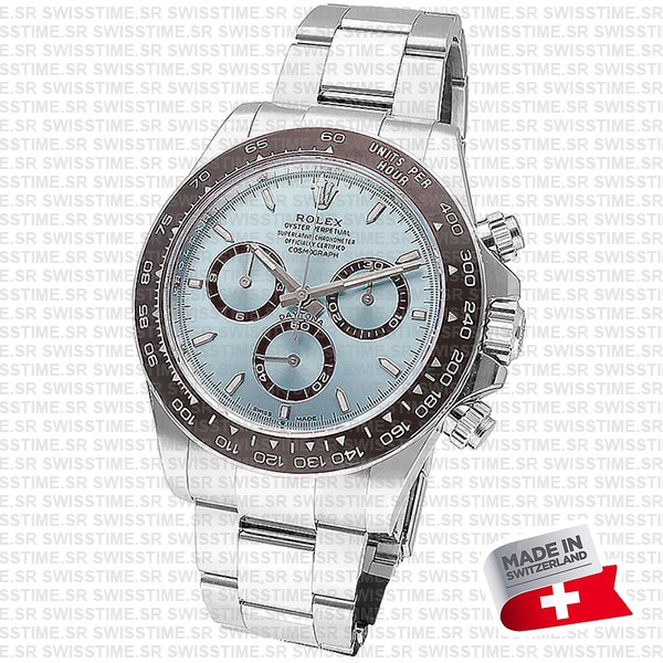 Rolex Cosmograph Daytona Platinum Ref.126506 Ice Blue Dial Stick Markers 40mm Cal.4131 Swiss Replica Super Clone New 2024 Model