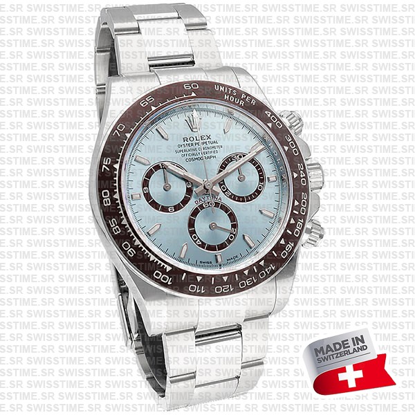 Rolex Cosmograph Daytona Platinum Ref.126506 Ice Blue Dial Stick Markers 40mm Cal.4131 Swiss Replica Super Clone New 2024 Model