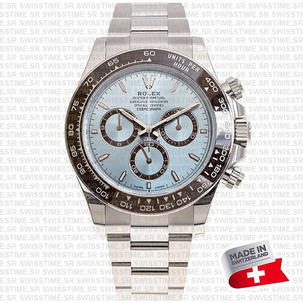 Rolex Cosmograph Daytona Platinum Ref.126506 Ice Blue Dial Stick Markers 40mm Cal.4131 Swiss Replica Super Clone New 2024 Model