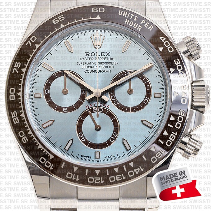 Rolex Cosmograph Daytona Platinum Ref.126506 Ice Blue Dial Stick Markers 40mm Cal.4131 Swiss Replica Super Clone New 2024 Model