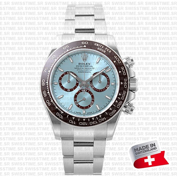 Rolex Cosmograph Daytona Platinum Ref.126506 Ice Blue Dial Stick Markers 40mm Cal.4131 Swiss Replica Super Clone New 2024 Model