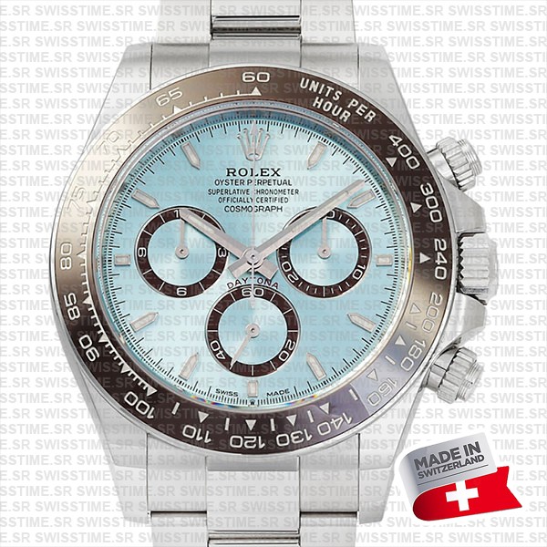 Rolex Cosmograph Daytona Platinum Ref.126506 Ice Blue Dial Stick Markers 40mm Cal.4131 Swiss Replica Super Clone New 2024 Model