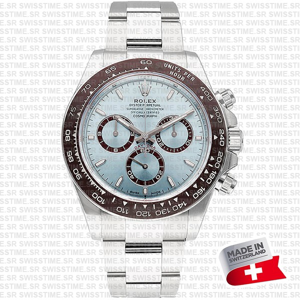 Rolex Cosmograph Daytona Platinum Ref.126506 Ice Blue Dial Stick Markers 40mm Cal.4131 Swiss Replica Super Clone New 2024 Model