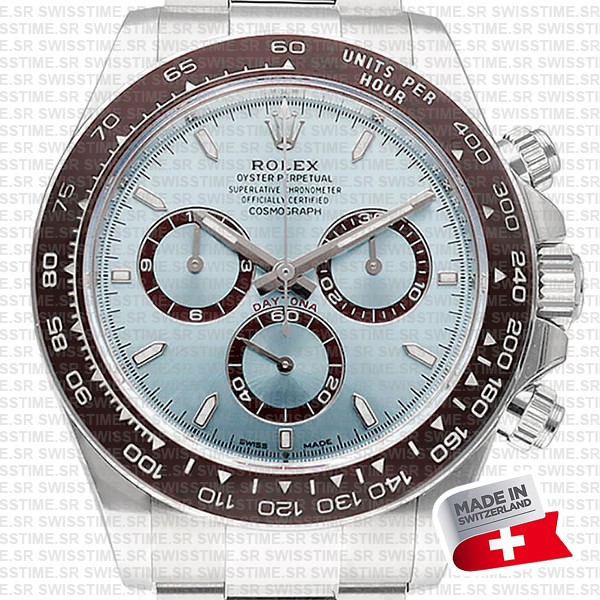 Rolex Cosmograph Daytona Platinum Ref.126506 Ice Blue Dial Stick Markers 40mm Cal.4131 Swiss Replica Super Clone New 2024 Model