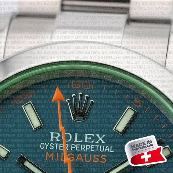 Rolex Milgauss Blue Dial Green Crystal 904l Steel 40mm Ref.116400 Swiss Replica Super Clone