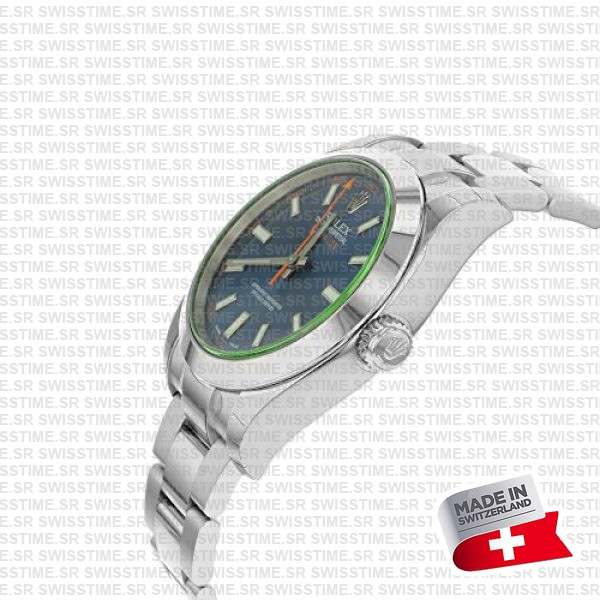 Rolex Milgauss Blue Dial Green Crystal 904l Steel 40mm Ref.116400 Swiss Replica Super Clone