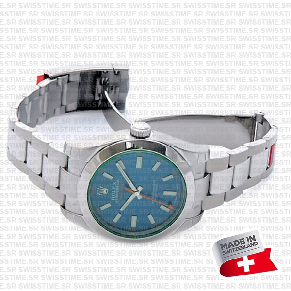 Rolex Milgauss Blue Dial Green Crystal 904l Steel 40mm Ref.116400 Swiss Replica Super Clone