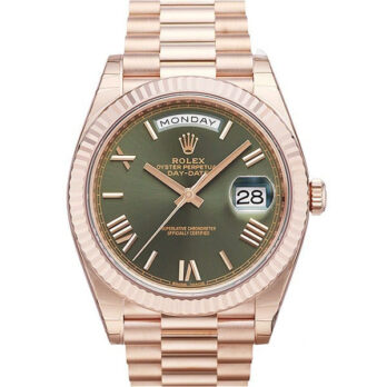 Rolex Day-date 40 18k Rose Gold Green Roman Dial Ref.228235 Swiss Replica Superclone