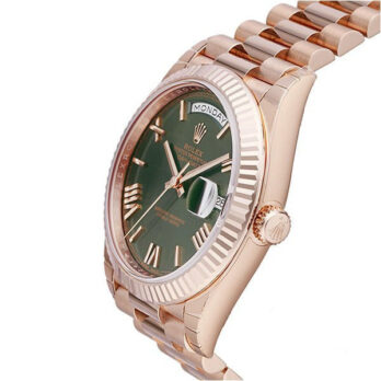 Rolex Day-date 40 18k Rose Gold Green Roman Dial Ref.228235 Swiss Replica Superclone