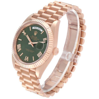 Rolex Day-date 40 18k Rose Gold Green Roman Dial Ref.228235 Swiss Replica Superclone