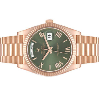 Rolex Day-date 40 18k Rose Gold Green Roman Dial Ref.228235 Swiss Replica Superclone
