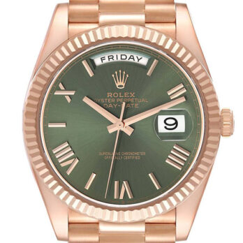 Rolex Day-date 40 18k Rose Gold Green Roman Dial Ref.228235 Swiss Replica Superclone