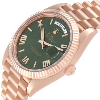 Rolex Day-date 40 18k Rose Gold Green Roman Dial Ref.228235 Swiss Replica Superclone