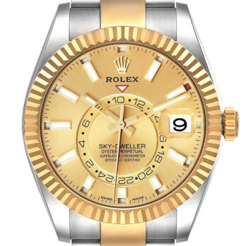 Rolex Sky-dweller 2-tone 18k Yellow Gold Gold Dial Arabic Markers 42mm