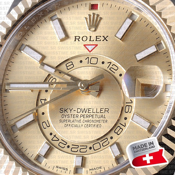 Rolex Sky-dweller 2-tone 18k Yellow Gold Gold Dial Arabic Markers 42mm