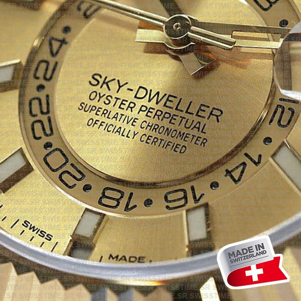 Rolex Sky-dweller 2-tone 18k Yellow Gold Gold Dial Arabic Markers 42mm