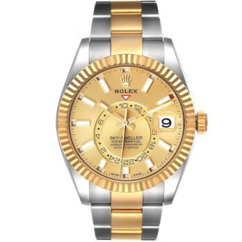 Rolex Sky-dweller 2-tone 18k Yellow Gold Gold Dial Arabic Markers 42mm