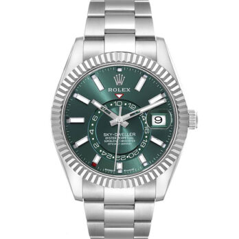 Rolex Sky-dweller Steel / 18k White Gold Green Dial Stick Markers 42mm Ref. 336934 Swiss Replica Super Clone