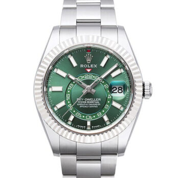 Rolex Sky-dweller Steel / 18k White Gold Green Dial Stick Markers 42mm Ref. 336934 Swiss Replica Super Clone
