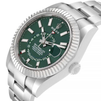 Rolex Sky-dweller Steel / 18k White Gold Green Dial Stick Markers 42mm Ref. 336934 Swiss Replica Super Clone