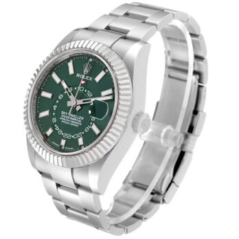 Rolex Sky-dweller Steel / 18k White Gold Green Dial Stick Markers 42mm Ref. 336934 Swiss Replica Super Clone