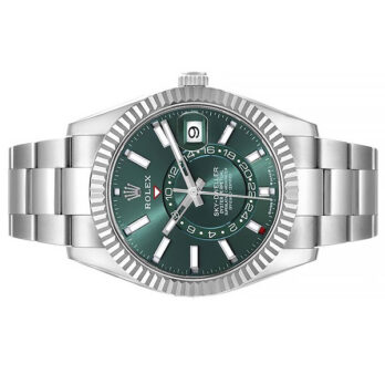 Rolex Sky-dweller Steel / 18k White Gold Green Dial Stick Markers 42mm Ref. 336934 Swiss Replica Super Clone