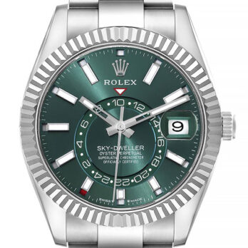 Rolex Sky-dweller Steel / 18k White Gold Green Dial Stick Markers 42mm Ref. 336934 Swiss Replica Super Clone