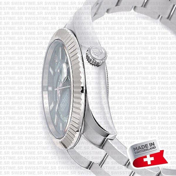 Rolex Sky-dweller Steel / 18k White Gold Green Dial Stick Markers 42mm Ref. 336934 Swiss Replica Super Clone