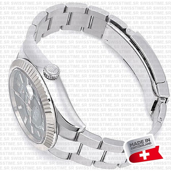 Rolex Sky-dweller Steel / 18k White Gold Green Dial Stick Markers 42mm Ref. 336934 Swiss Replica Super Clone