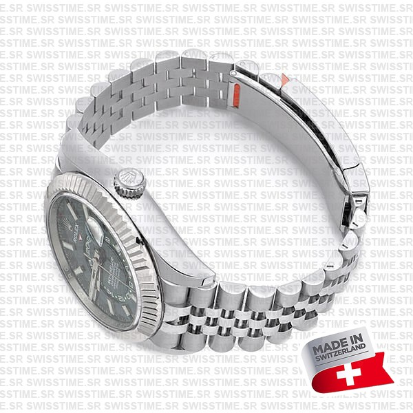 Rolex Sky-dweller 904l Steel 18k White Gold Bezel Green Dial Jubilee Bracelet 42mm Ref. 336934 Swiss Replica Super Clone