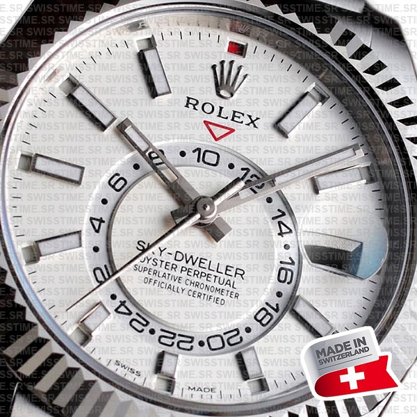 Rolex Sky-dweller 904l Steel 18k White Gold Bezel Black Dial Jubilee Bracelet 42mm Ref. 326934 Swiss Replica Super Clone (copy)