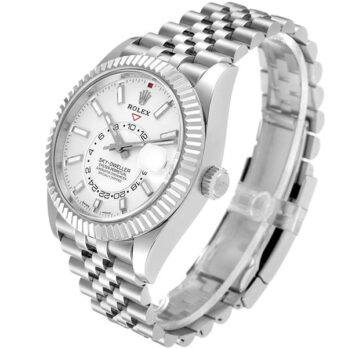 Rolex Sky-dweller 904l Steel 18k White Gold Bezel Black Dial Jubilee Bracelet 42mm Ref. 326934 Swiss Replica Super Clone (copy)