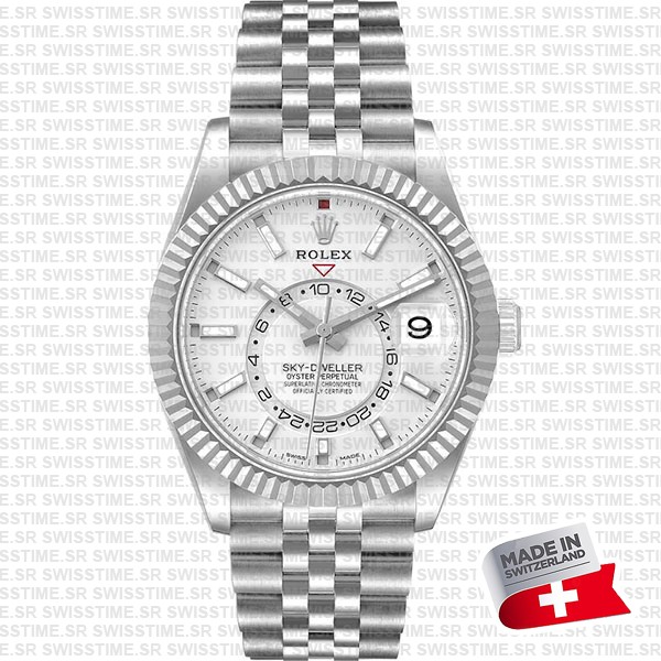 Rolex Sky-dweller 904l Steel 18k White Gold Bezel Black Dial Jubilee Bracelet 42mm Ref. 326934 Swiss Replica Super Clone (copy)