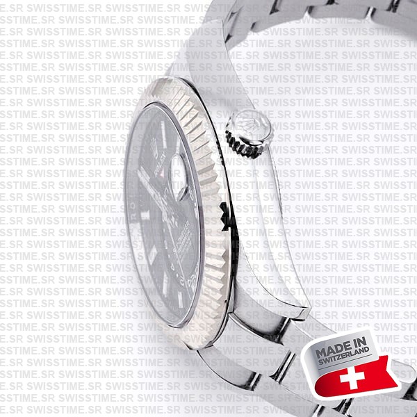 Rolex Sky-dweller 904l Steel 18k White Gold Bezel Black Dial Oyster 42mm Ref. 336934 Swiss Replica Super Clone