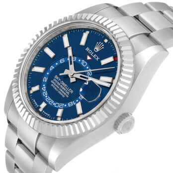 Rolex Sky-dweller Steel / 18k White Gold Blue Dial Stick Markers 42mm