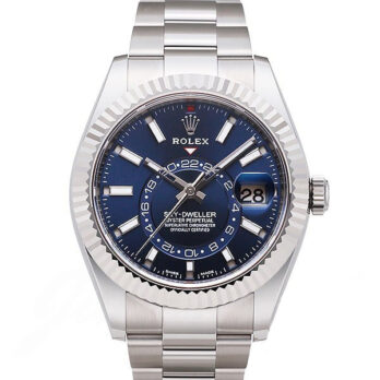 Rolex Sky-dweller Steel / 18k White Gold Blue Dial Stick Markers 42mm