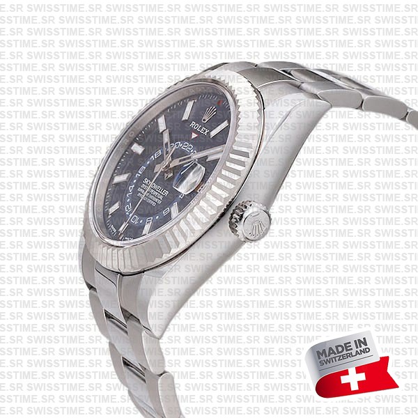 Rolex Sky-dweller Steel / 18k White Gold Blue Dial Stick Markers 42mm