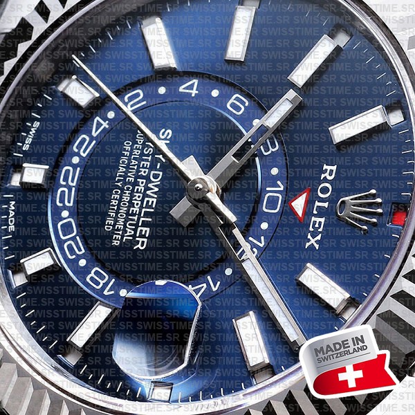 Rolex Sky-dweller Steel / 18k White Gold Blue Dial Stick Markers 42mm