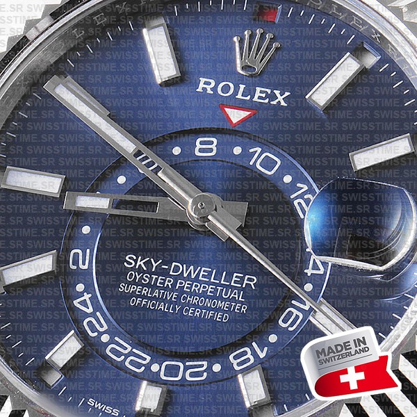 Rolex Sky-dweller Steel / 18k White Gold Blue Dial Stick Markers 42mm