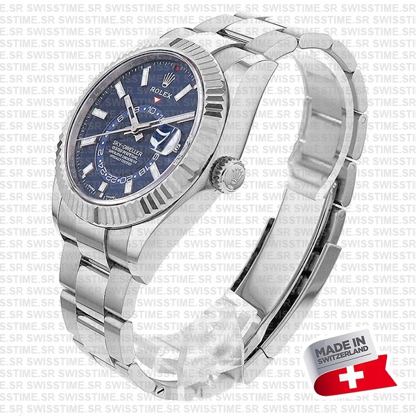 Rolex Sky-dweller Steel / 18k White Gold Blue Dial Stick Markers 42mm