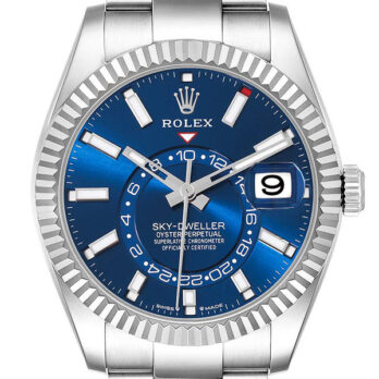 Rolex Sky-dweller Steel / 18k White Gold Blue Dial Stick Markers 42mm