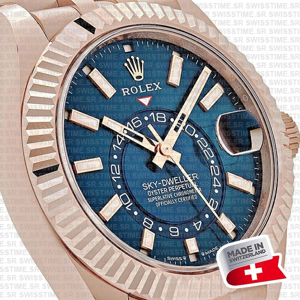 Rolex Sky-dweller 904l Steel 18k Rose Gold Wrap Blue Dial Jubilee Bracelet 42mm Ref. 336935 Swiss Replica Super Clone