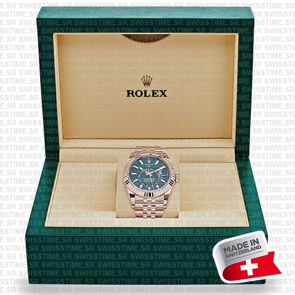 Rolex Sky-dweller 904l Steel 18k Rose Gold Wrap Blue Dial Jubilee Bracelet 42mm Ref. 336935 Swiss Replica Super Clone