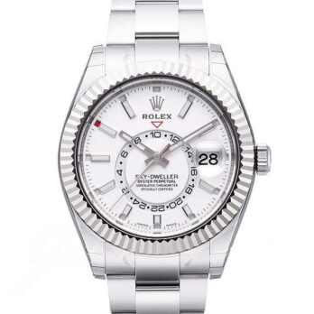 Rolex Sky-dweller Steel / 18k White Gold White Dial Oyster 42mm Ref. 336934 Swiss Replica Super Clone