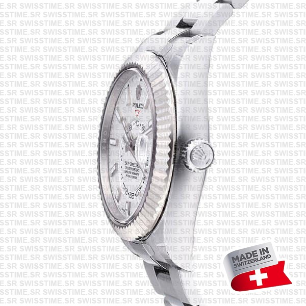 Rolex Sky-dweller Steel / 18k White Gold White Dial Oyster 42mm Ref. 336934 Swiss Replica Super Clone