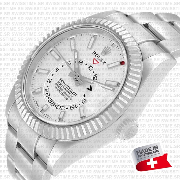 Rolex Sky-dweller Steel / 18k White Gold White Dial Oyster 42mm Ref. 336934 Swiss Replica Super Clone