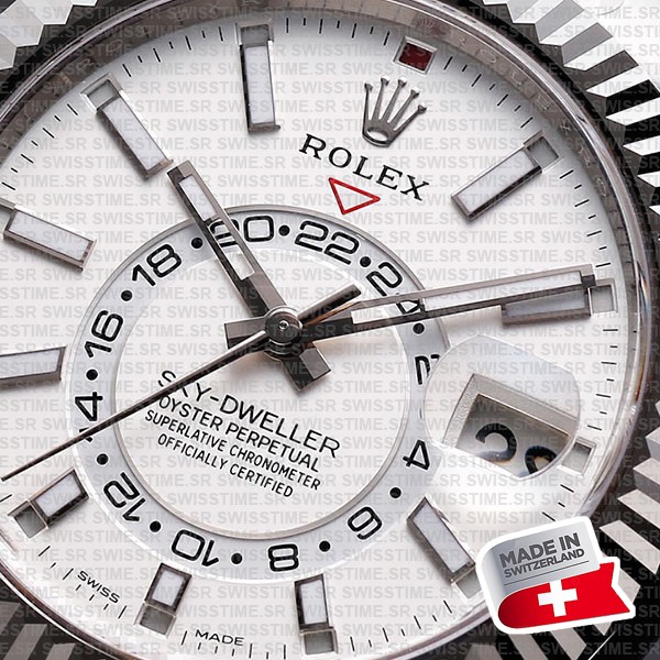 Rolex Sky-dweller Steel / 18k White Gold White Dial Oyster 42mm Ref. 336934 Swiss Replica Super Clone