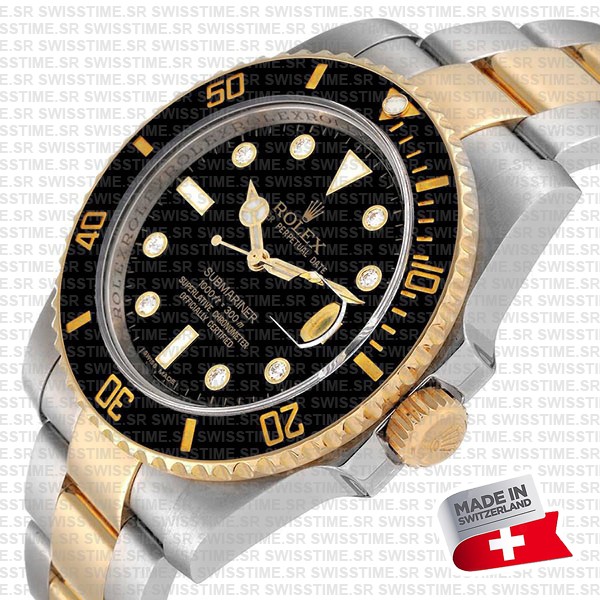 Rolex Submariner 2tone Black Diamonds Ceramic