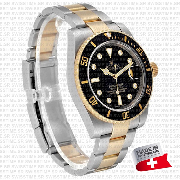 Rolex Submariner 2tone Black Diamonds Ceramic