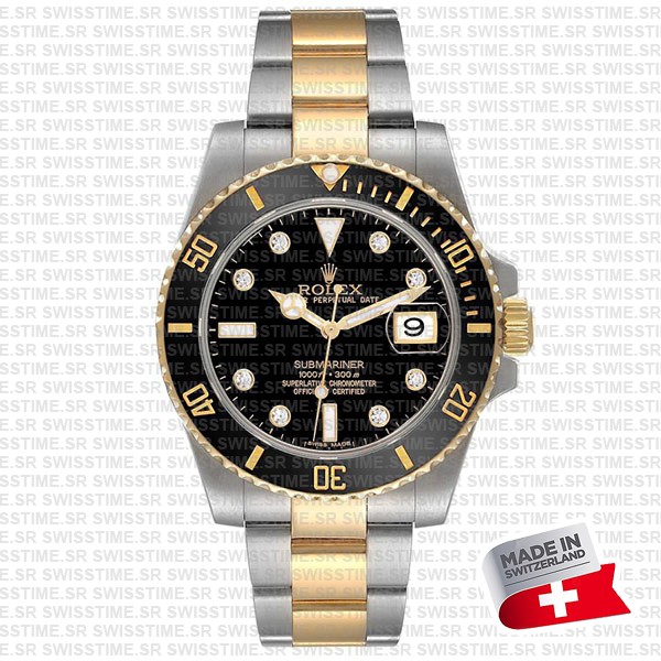 Rolex Submariner 2tone Black Diamonds Ceramic